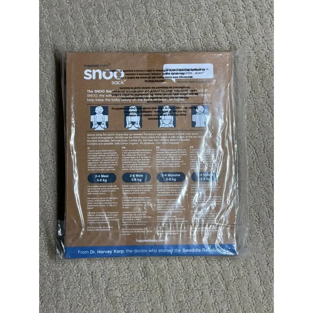 Organic Cotton White SNOO Sleep Sack Medium 2-4 mo 12-18 lb NEW